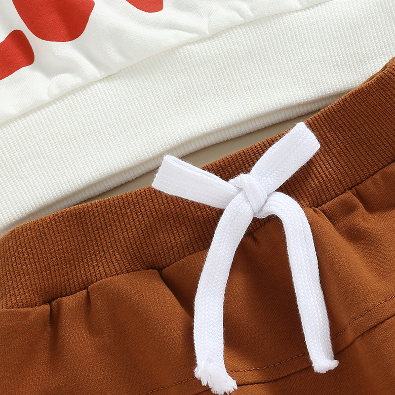 FOCUSNORM Valentines Tage Baby Jungen 2PCS Kleidung Sets 0-3Y Brief Herz Drucken Langarm Sweatshirt + Feste Hosen – Detail 4