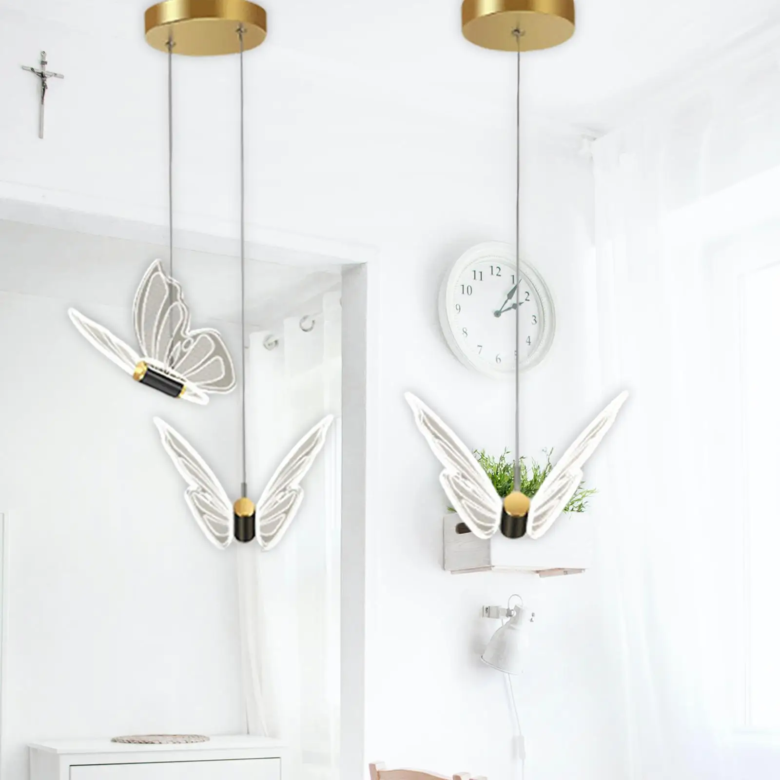 Butterfly Chandelier Hanging Lamp Pendant Light Modern Height Adjustable Droplight for Living Room Wedding Restaurant Farmhouse