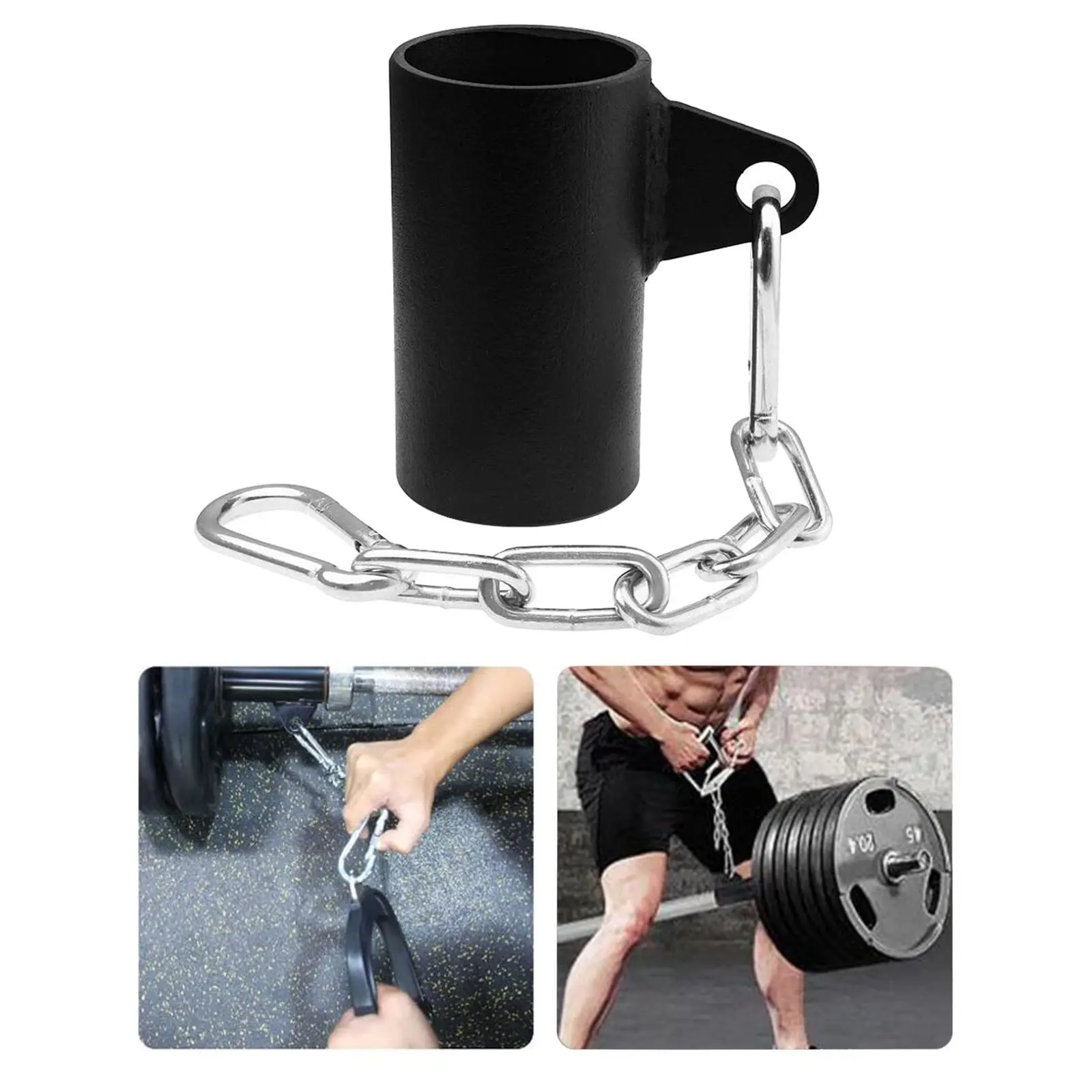 Portable T Bars Row Platform with Chain Barbell Bar Swivel Eyelet Attachment Equipment Fitness Strength Training for Women Men