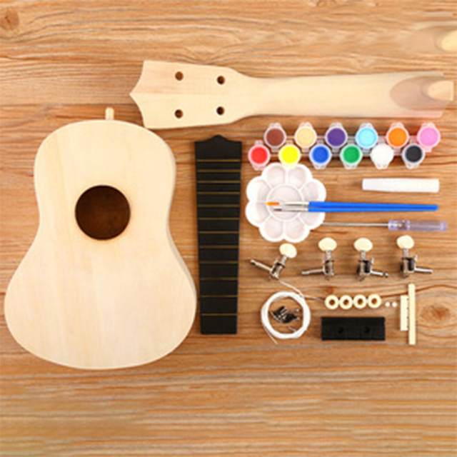 Kit Ukulélé DIY En Bois De Tilleul 21 Pouces (53 Cm) - 4 Cordes, à Assembler Soi-même, Idéal Pour Débutants Et Enfants, Personnalisable - 6