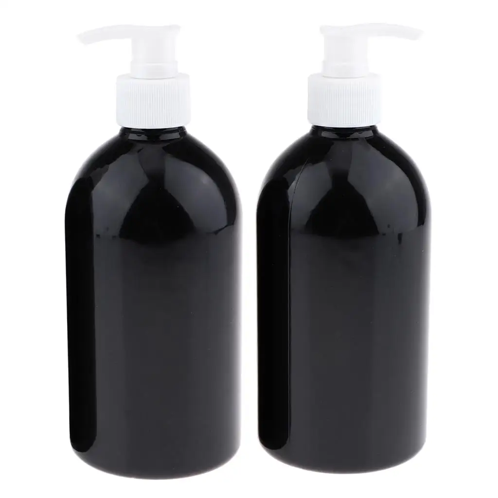 2pcs/Refillable Empty Durable Amber PET Conditioner Cosmetic Bottle BPA- 500ML