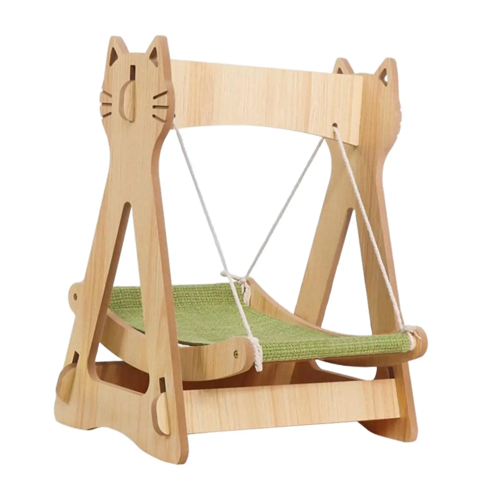 Cat Hammock, Pet Hanging Swing, Durable Frame, Wooden Lounger, Raised Pet Bed, Toy