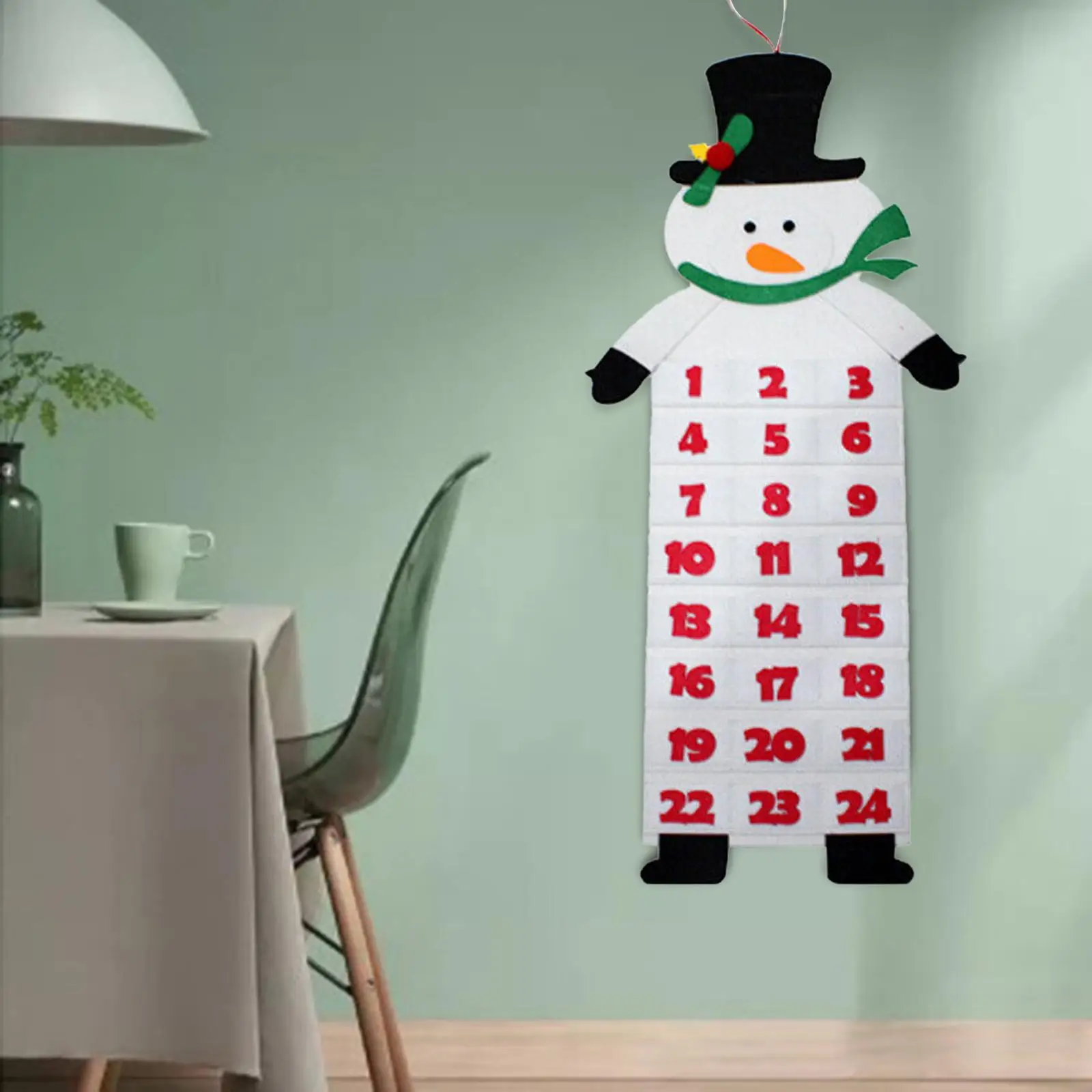 Creative Advent Calendar Decor with Pockets Felt DIY Pendant Fillable Hanging for Xmas Office New Year