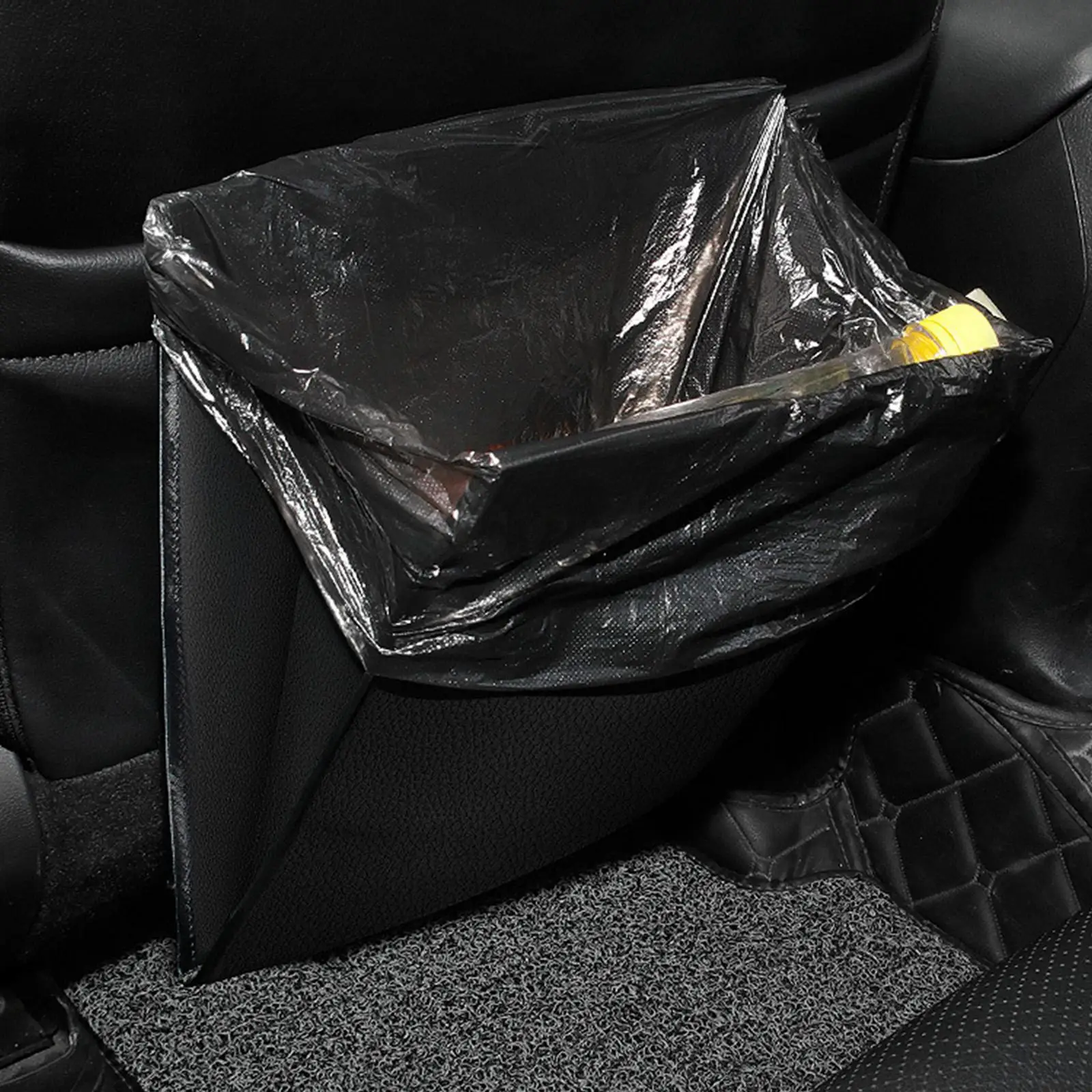 Car Artificial Leather Trash Can Sturdy Storage Rack Leakproof Storage Multi Purpose Save Vacuum Auto Hanging Garbage Can Bag