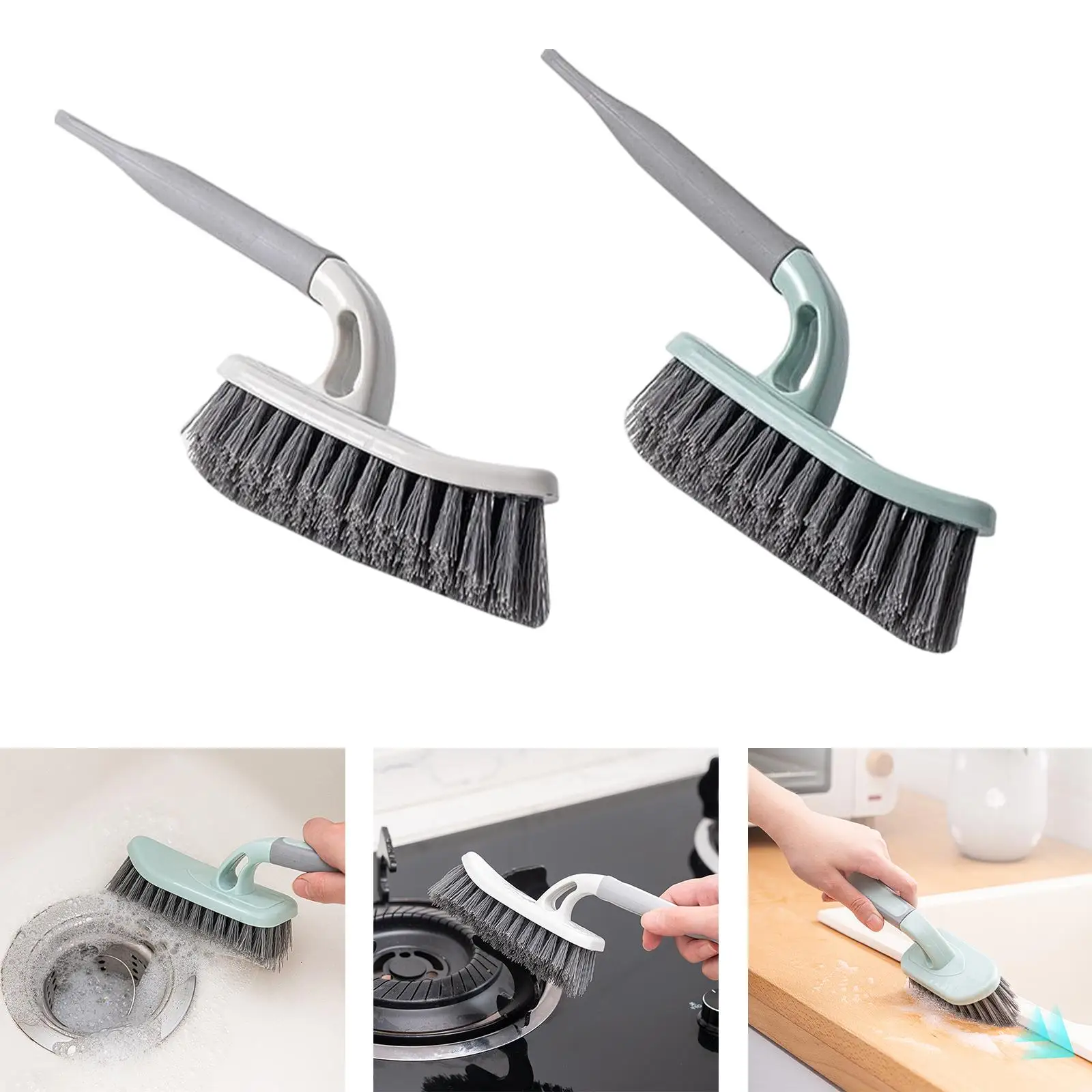 Cleaning Brushes Scrubber with Long Handle Deep Cleaning Tool Tile Seams for Shower Surface Patio Kitchen Sink Bathroom