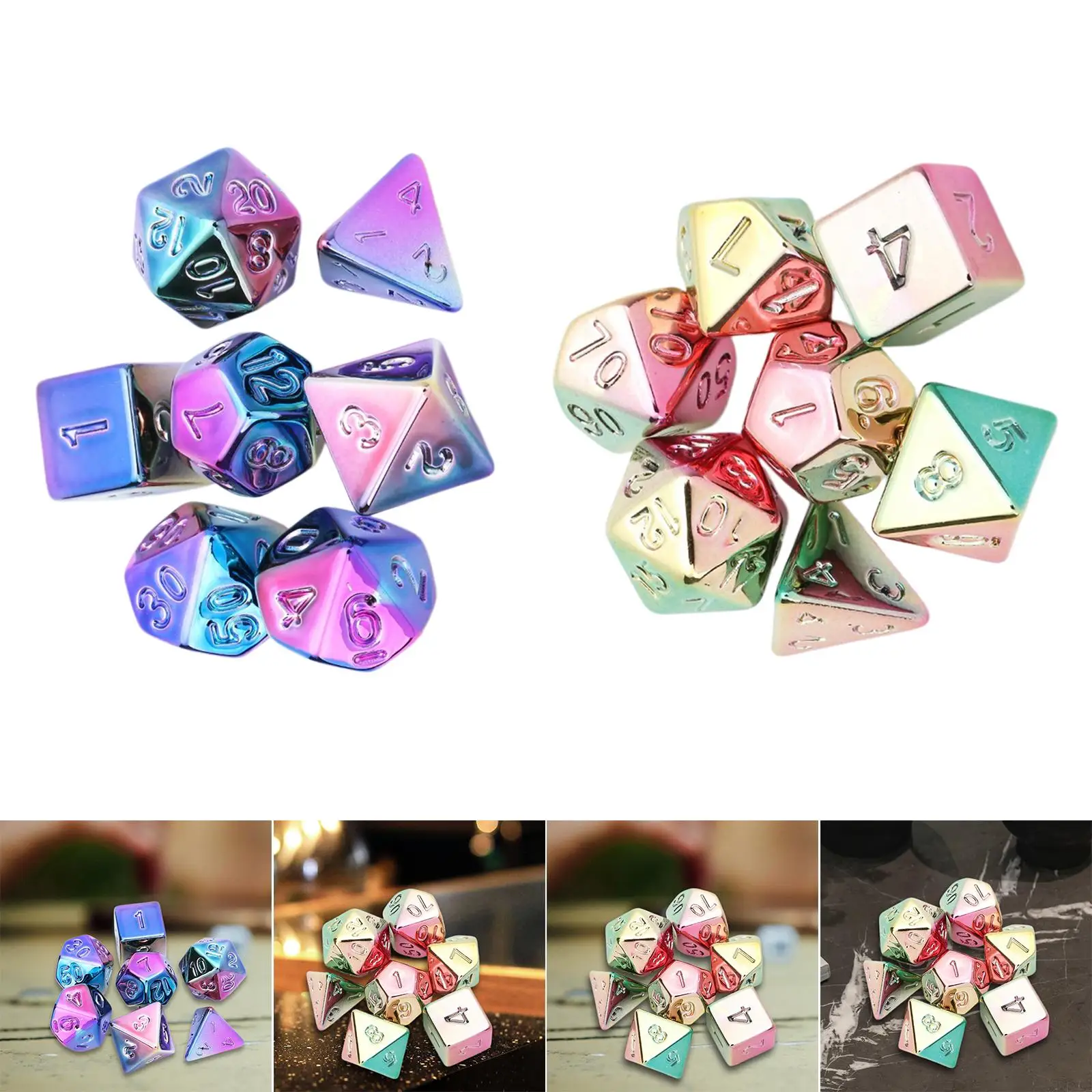 7x Polyhedral Dices Dice Games for Party Supplies Drinking Prop Holiday Family Gathering