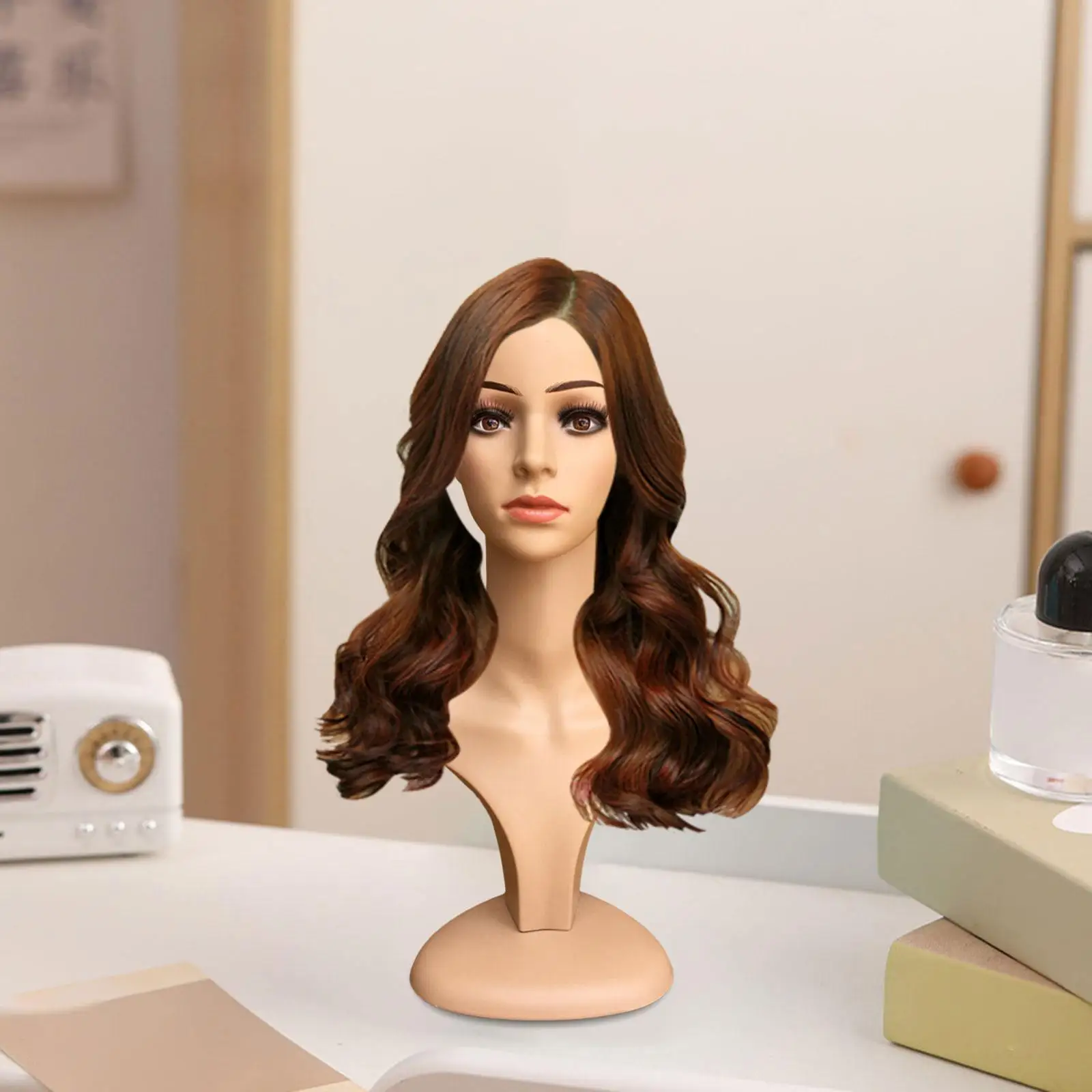 Female Mannequin Head with Shoulder Women Manikin Wig Head Stand for Hats Wigs Displaying Necklaces Jewelry Hairpieces Headwear
