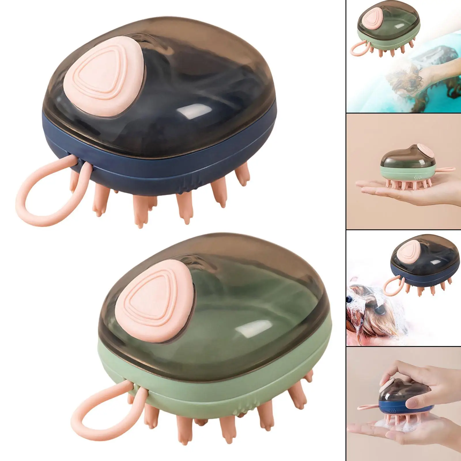 Portable Pet Dog Scrubber Bathing Tool Shampoo Dispenser Grooming Comb for Kitten Massaging Cleaning Outdoor Indo