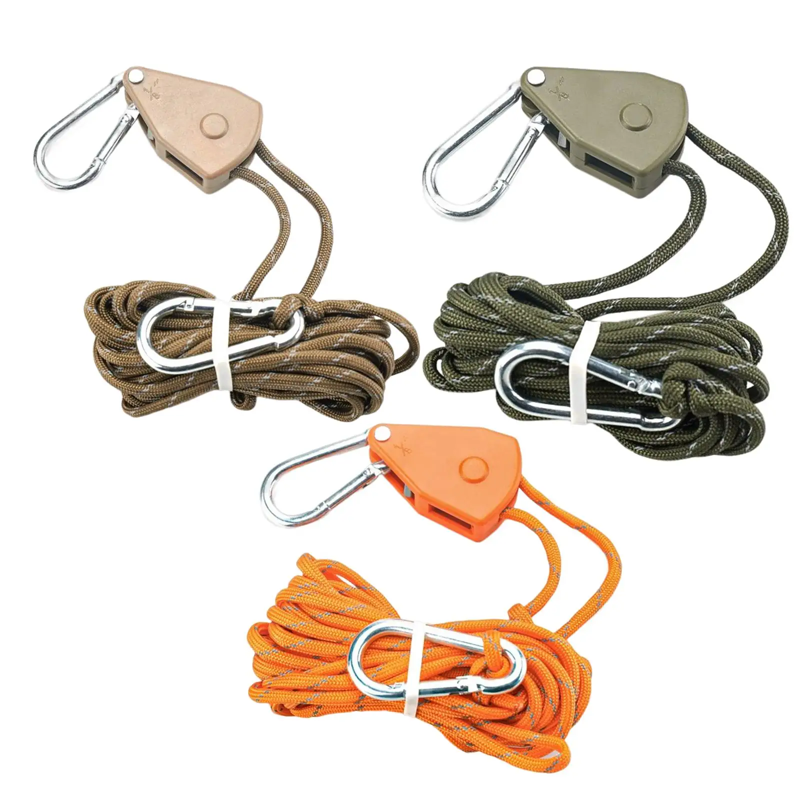 Tent Rope Guylines Adjustable Gear with Pulley Tensioner Tent Cord for Backpacking