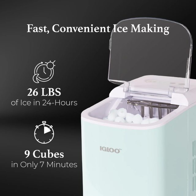 Igloo ICEB26RR Automatic Portable Electric Countertop Ice Maker Machine, 26  Pounds in 24 Hours, 9 Ice Cubes Ready in 7 minutes - AliExpress