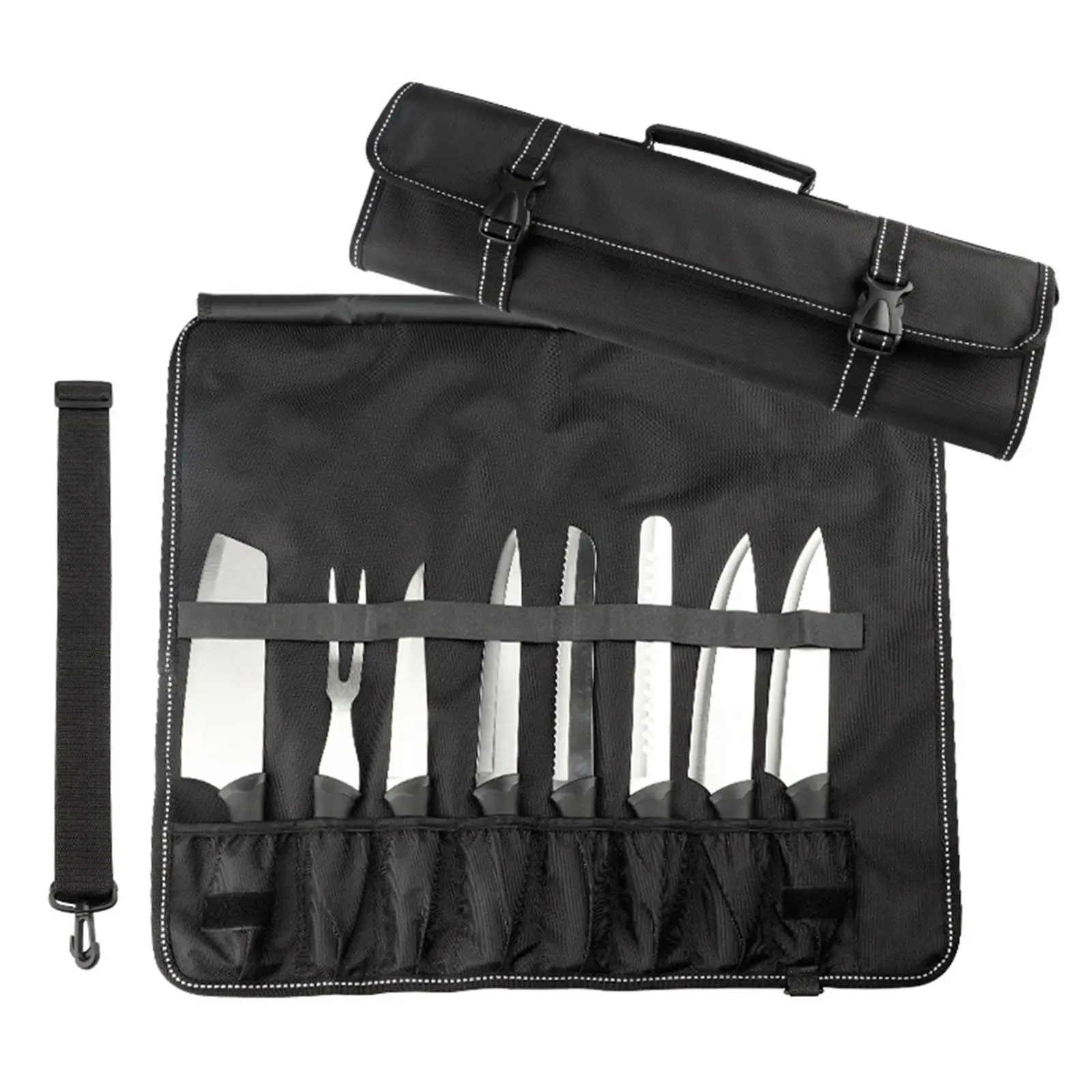 Chef Knives Roll Bag Adjustable Shoulder Strap Carrying Case Storage Bag for Kitchen Home Restaurant Chinese Western Food Knives