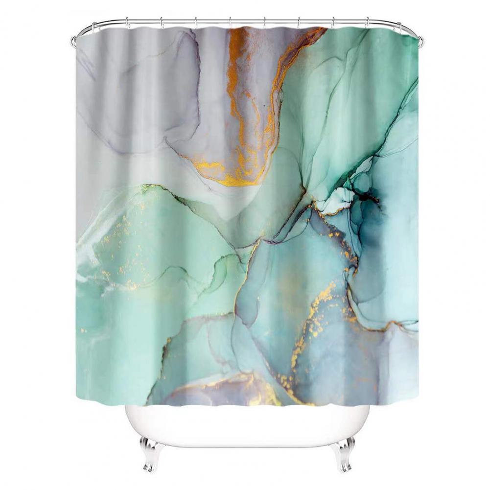Modern Style Marble Polyester Shower Curtain Bathing display picture 3