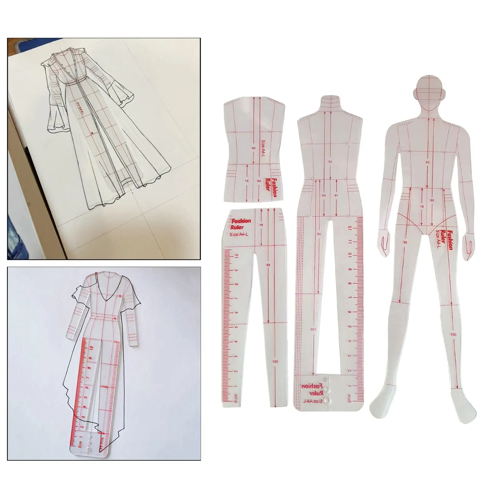 Fashion Drawing Template Ruler Tailoring Models Fashion Illustration Rulers for suits Coats Designers Trousers Pattern Makers