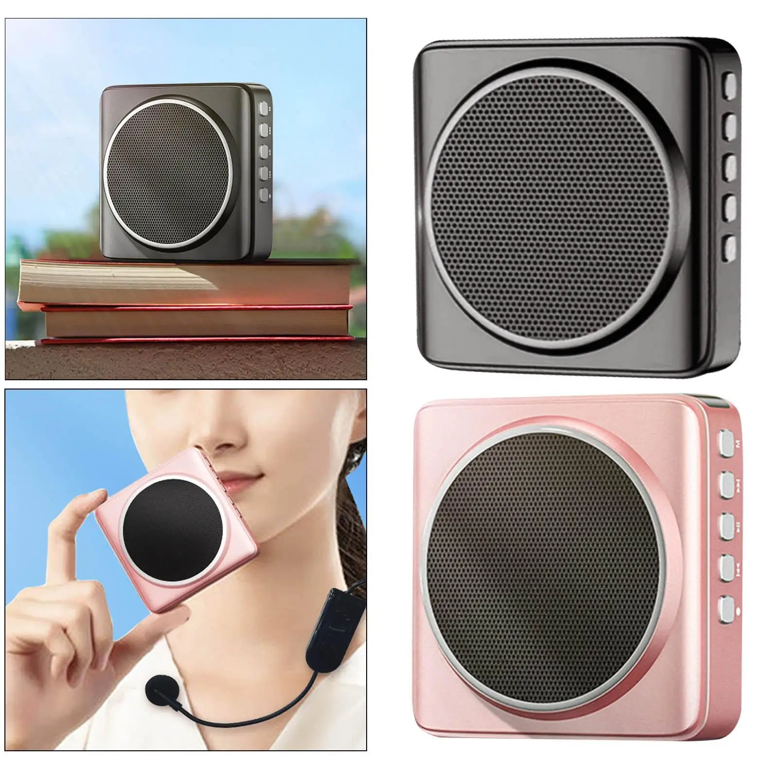 Rechargeable Voice Amplifier with Mic Support USB TF Card Portable Loudspeaker for Tour Guide Taxi Yoga Fitness Teacher