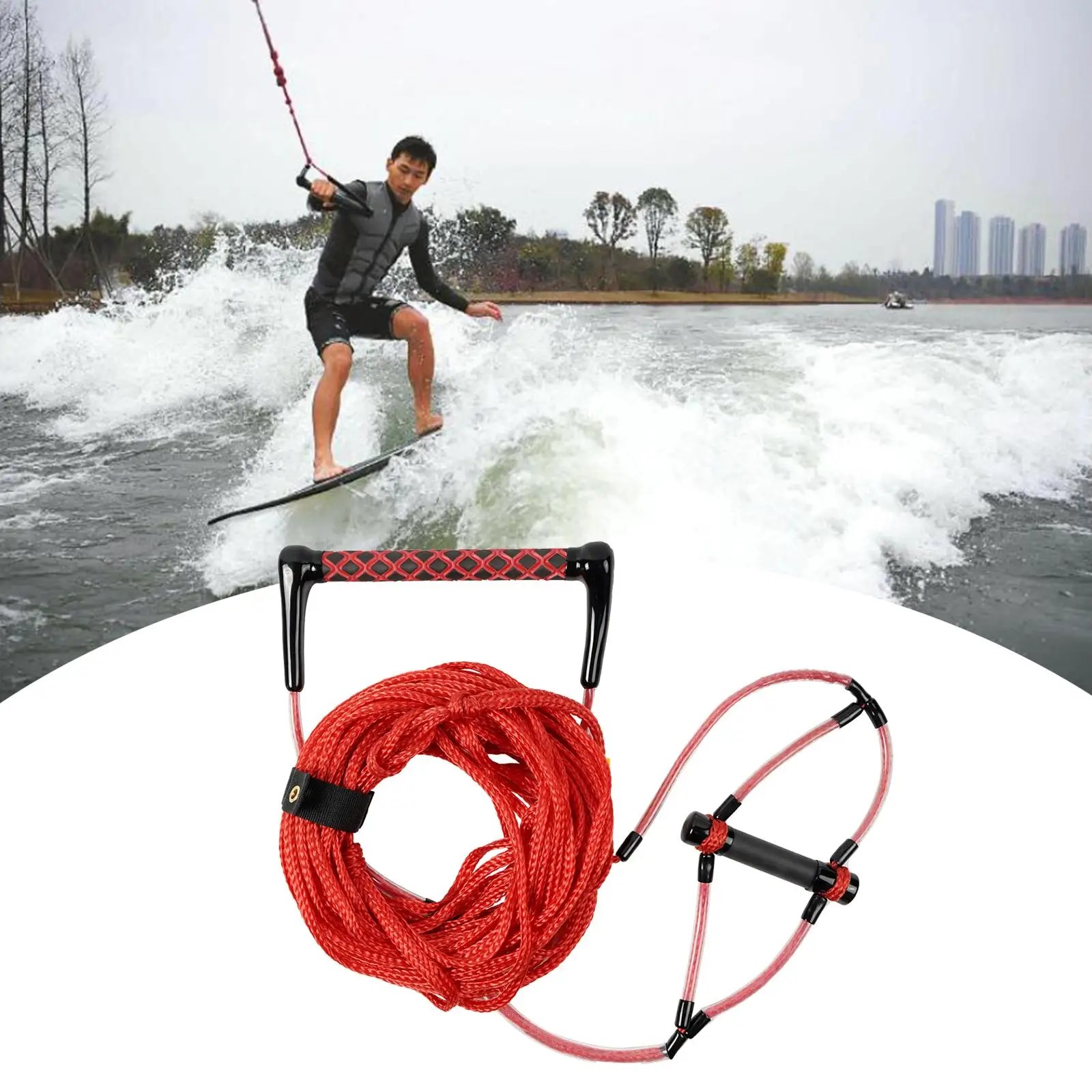 Ski Surfing Rope Water Ski Tow Rope Harness Handle Wakeboard Boat Speedboat Boat Tow Rope with Grip Wakesurf Rope