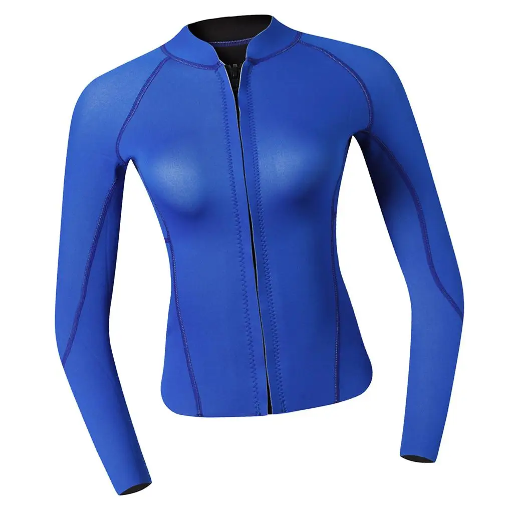 Women Top Wetsuits Neoprene 2mm Jackets Diving Suit for Diving Swim Blue