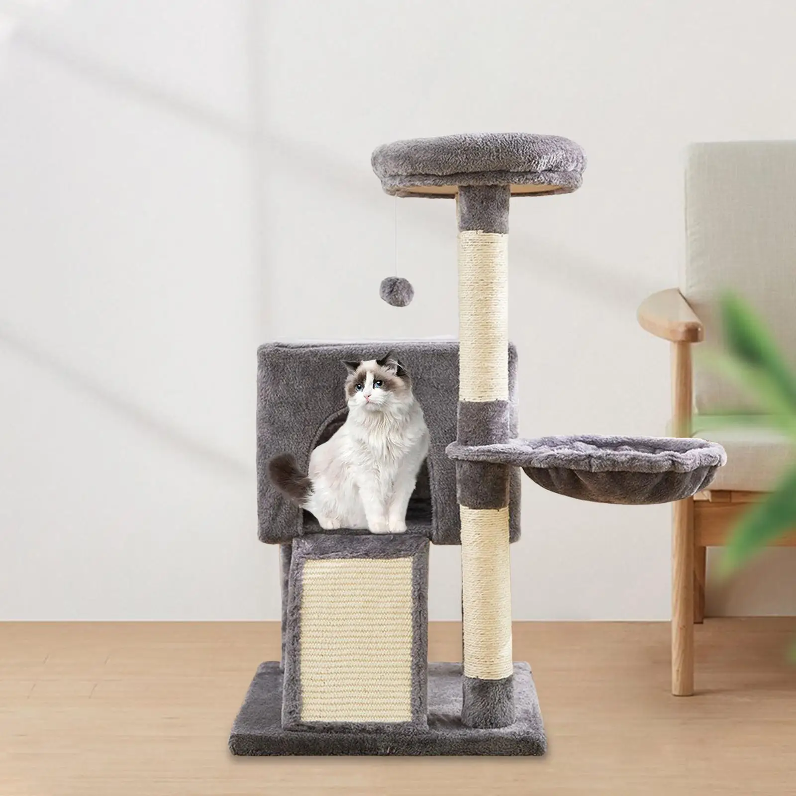 with Scratching Posts Climbing Stand Perch Sofa Protector Platform Ladder Sisal Rope Activity Center Condo