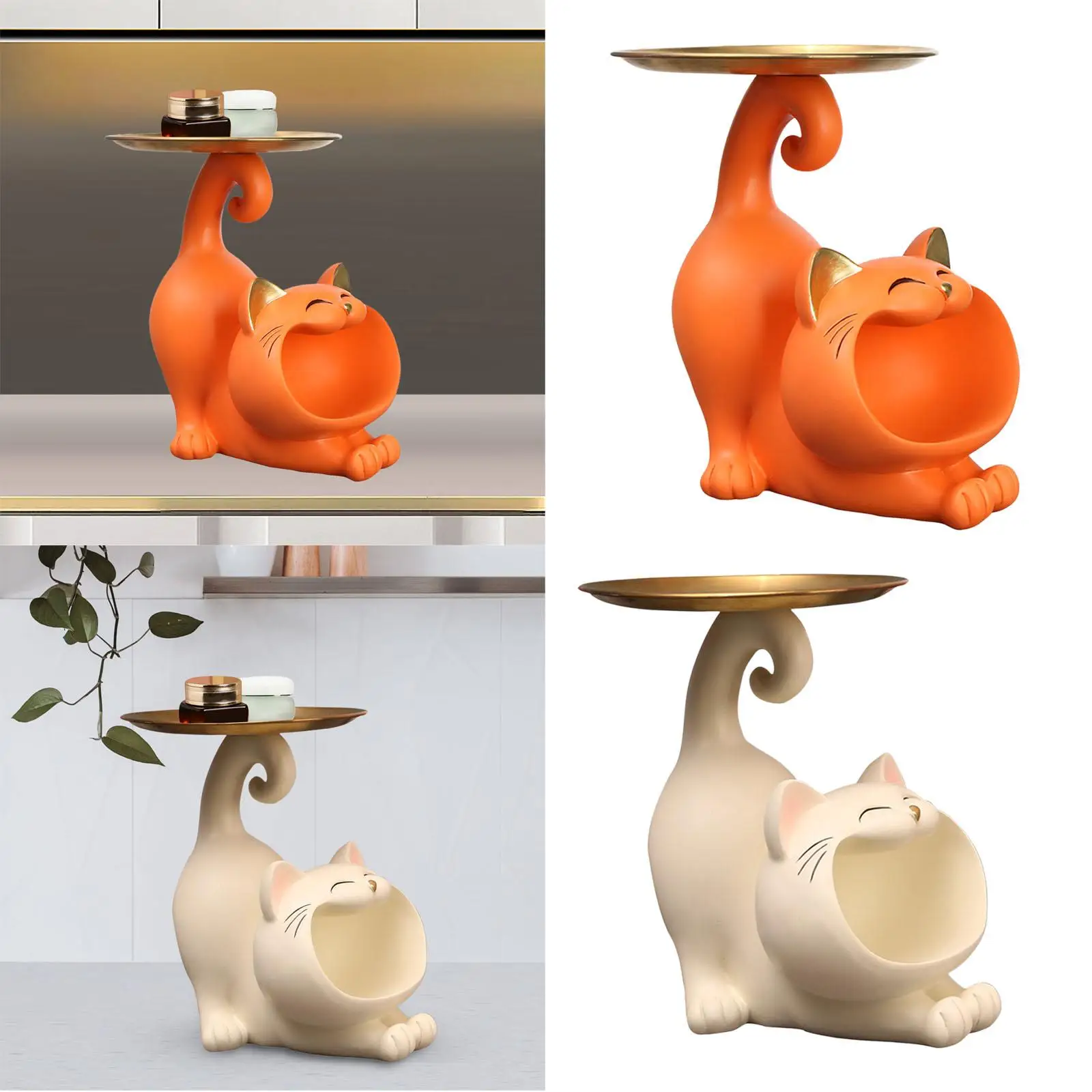 Cat Statue Craft Novelty Jewelry Trinket Tray for Wedding