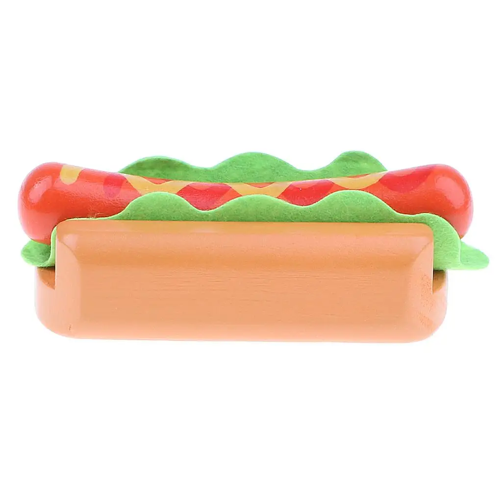 Children Preschool Vivid Wooden Hot Dog  Kithen  Early Learning Role 