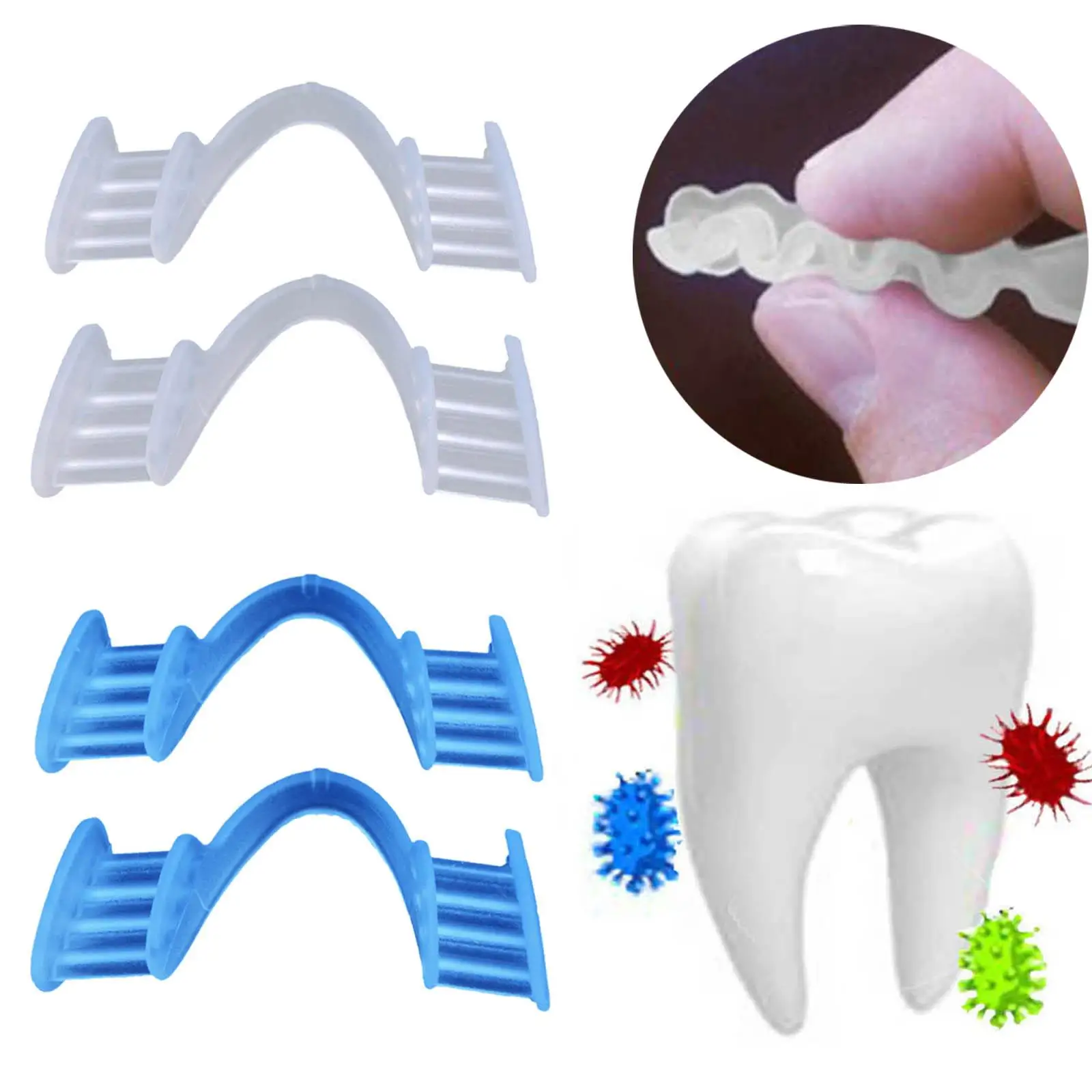 2x Silicone Night Mouth Guard Prevent Clenching Comfortable for Night Sleep Tooth Protector Tooth Guard for Teeth Grind