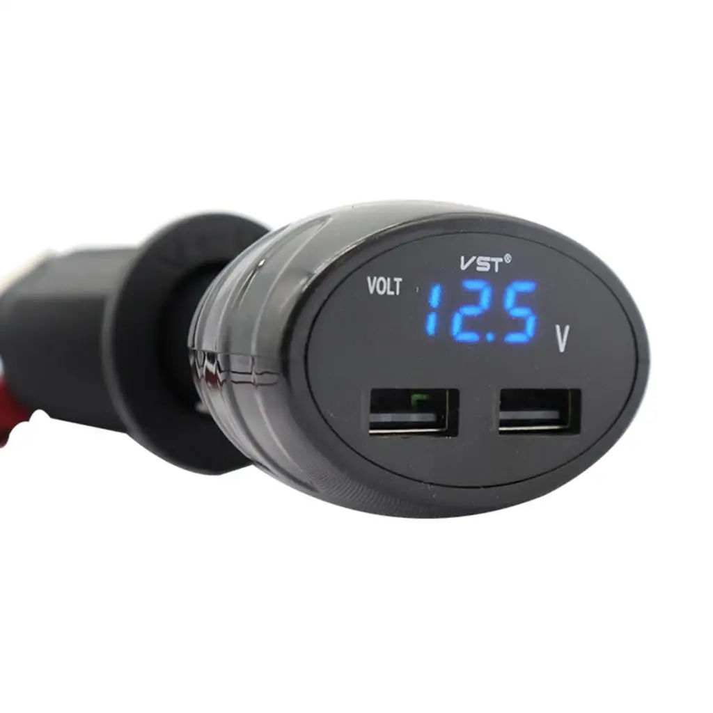 12-24 Cigarette Lighter Socket Dual USB Port Voltmeter for Car Truck