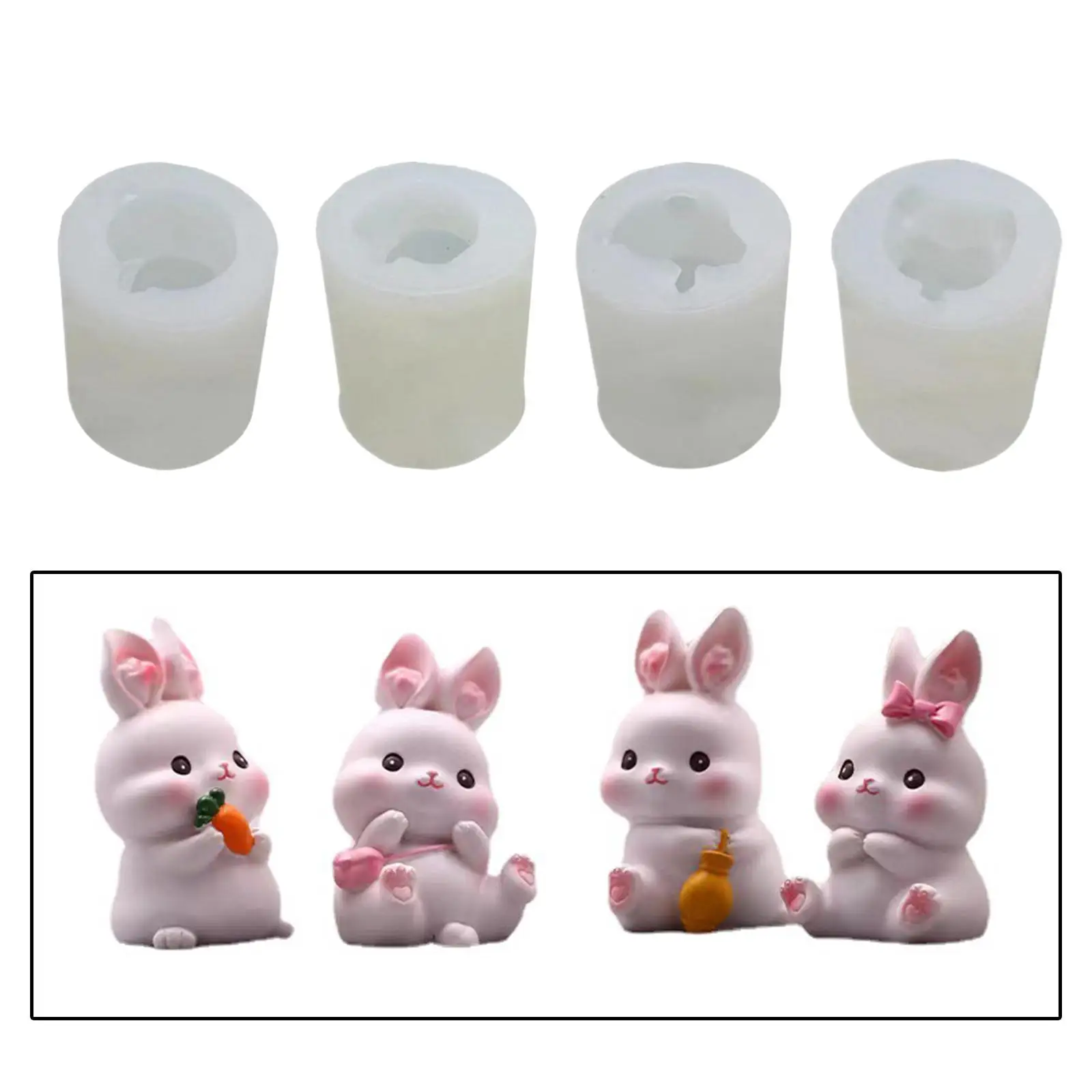 4 Pieces Bunny Chocolate Moulds Cute Silicone Bunny Cake Moulds Bunny Baking Mould for Cream Dessert Mousse