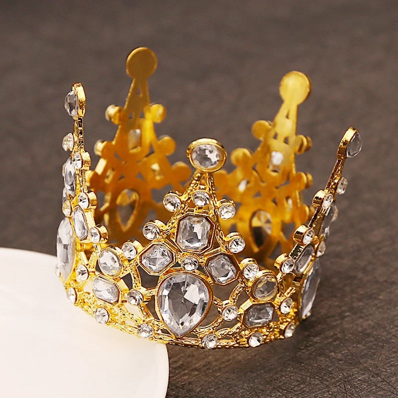 1PC Braut Hochzeit Tiaras Kristall Kleine Krone Geburtstag Kuchen Backen Dekorative Kopf Schmuck kinder Kleine Haar Zubehör – Detail 3