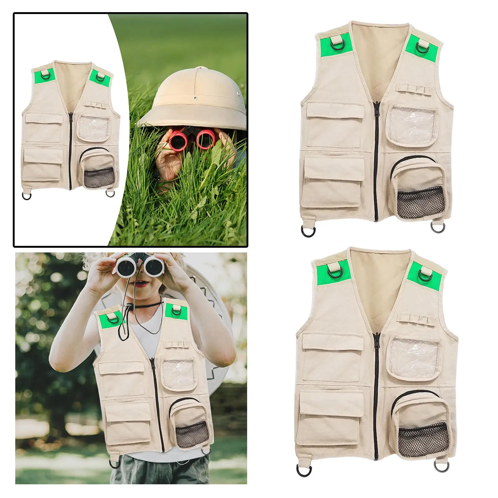 Kids Costume Vest with 4 Pockets for Outdoor Party Favors Young Children Boys Girls