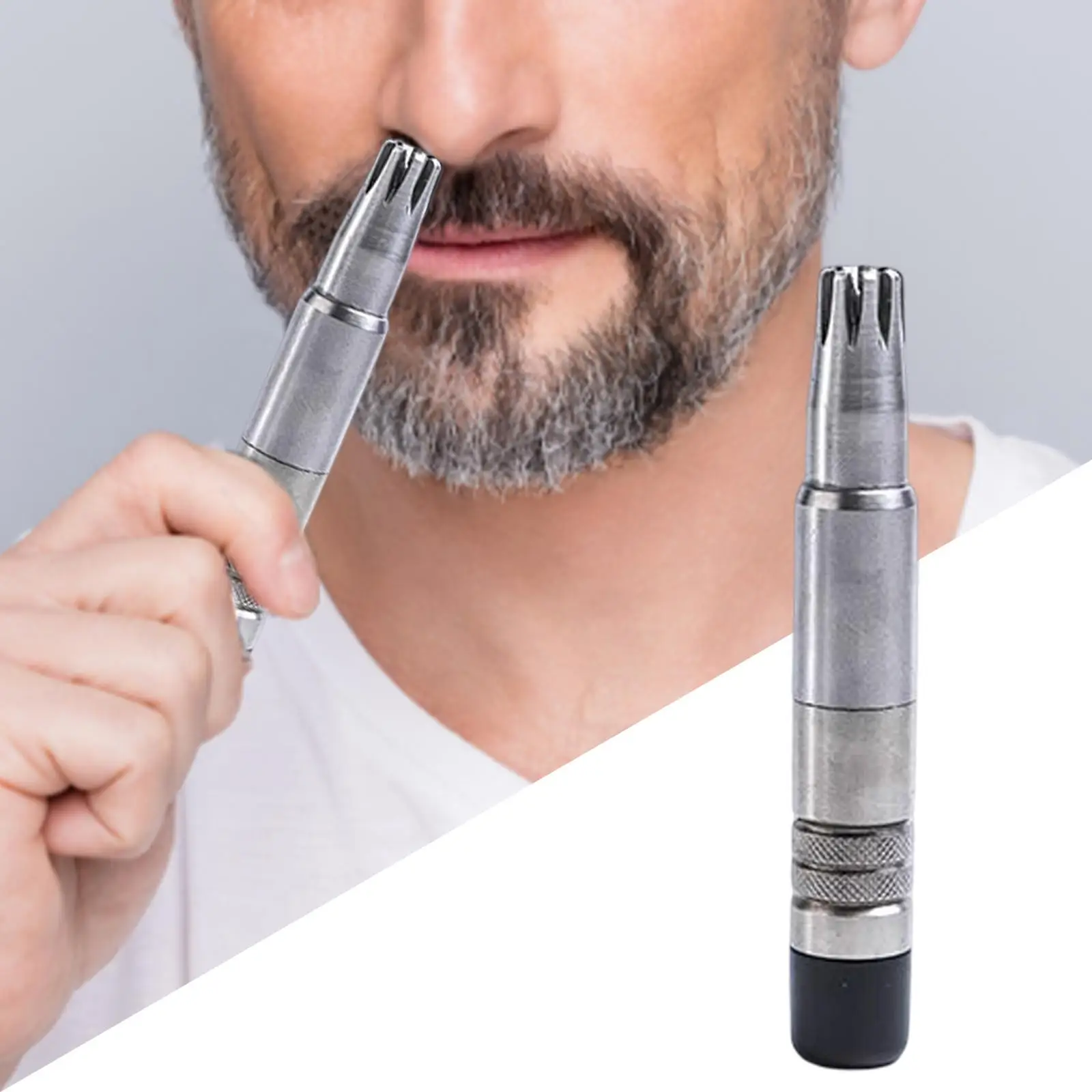 Professional Manual Nose Trimmer for Men Stainless Steel Washable Nose Razor Shaver Rotary Hair Trimming Nose Ear Hair Trimmer