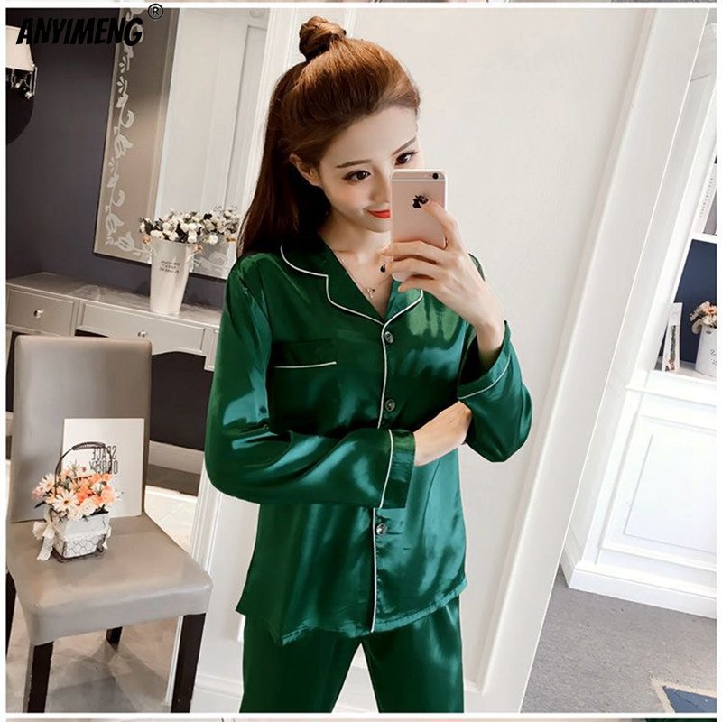 Title 9, M-5XL femme luxe Satin soie pyjamas ensemble fe...