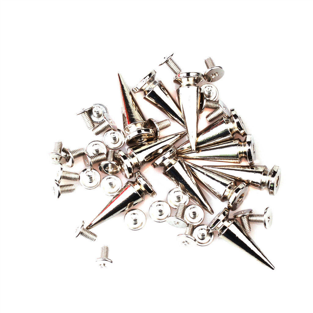 100 Sets 10x24mm konische Zinklegierung Punk-Spikes, Nieten, Bullet-Spikes für Lederarbeiten, Kleidung, Taschen, Gürtel, Haustierhalsbänder – Detail 2