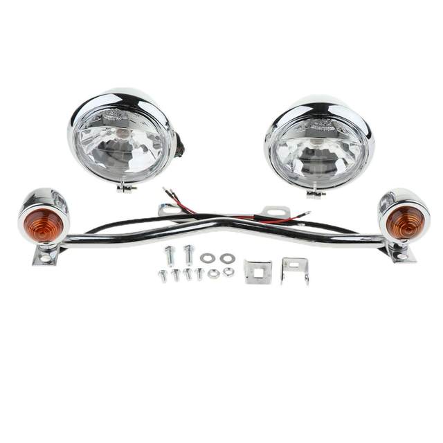 Perfeclan Chrome Motorcycle Driving Lamp Spot Fog Turn Signal Light Bracket for