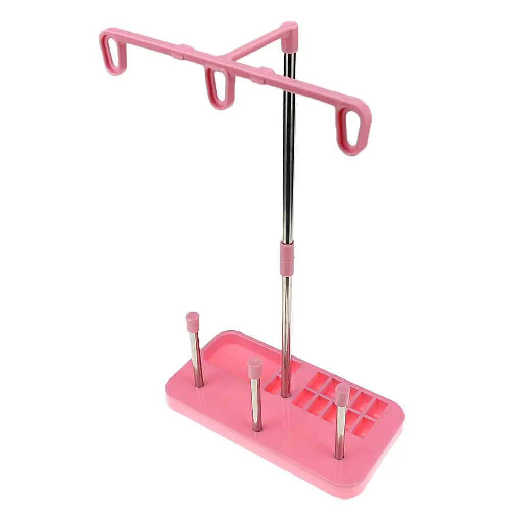 Three Spools Cone Thread Holder Stand for Universal Home Sewing Machine Pink