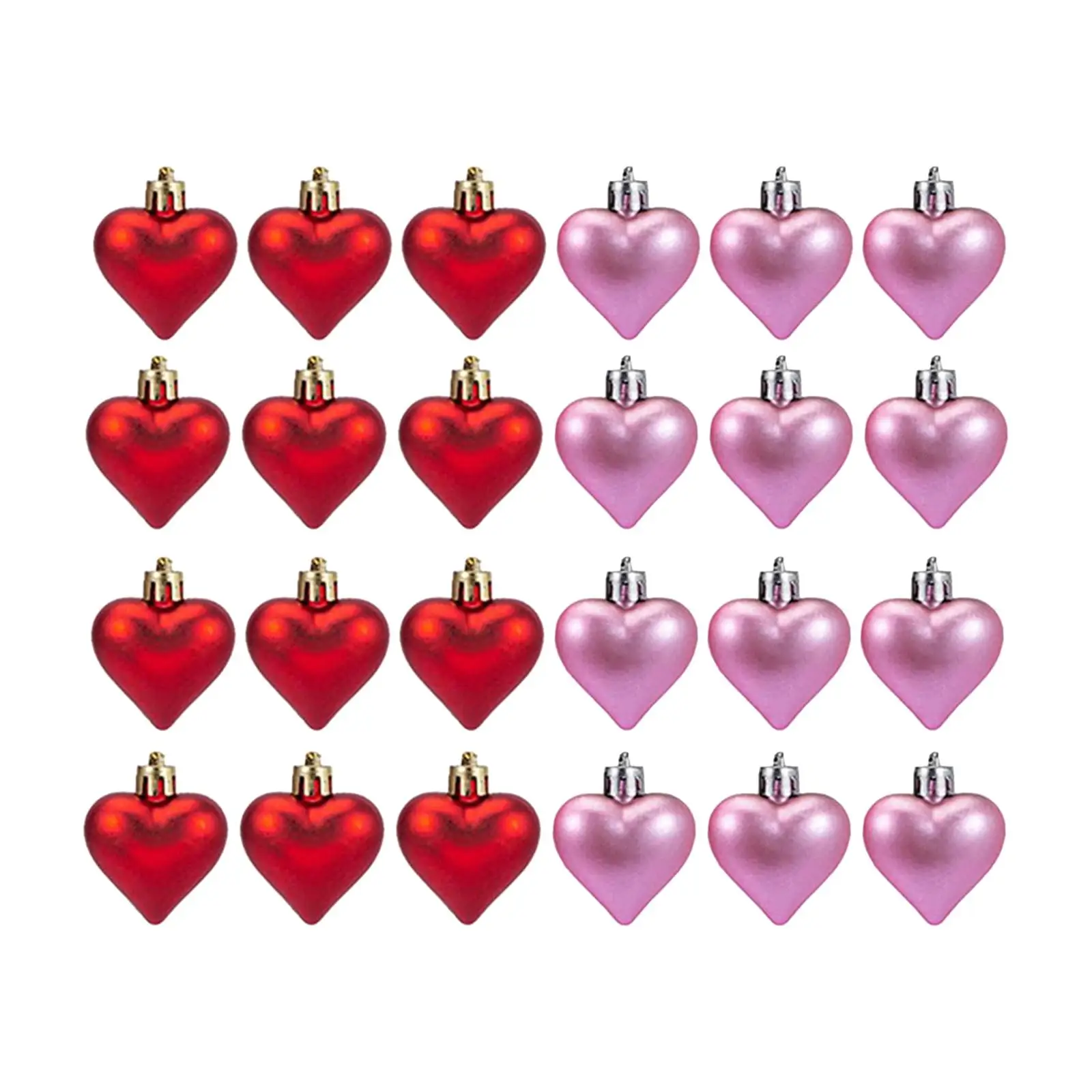 24x Valentine`s Day Heart Ornaments Pendant Romantic Hanging Decorations for Hotel Engagement Home Anniversary Christmas Tree