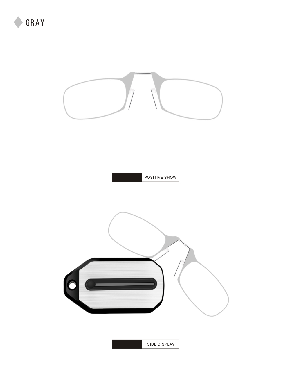 Clip Nose Reading Glasses for Men Eyeglasses Without Temples Eyeglasses for Women Fashion Magnifying Glasses Clear Frame Black