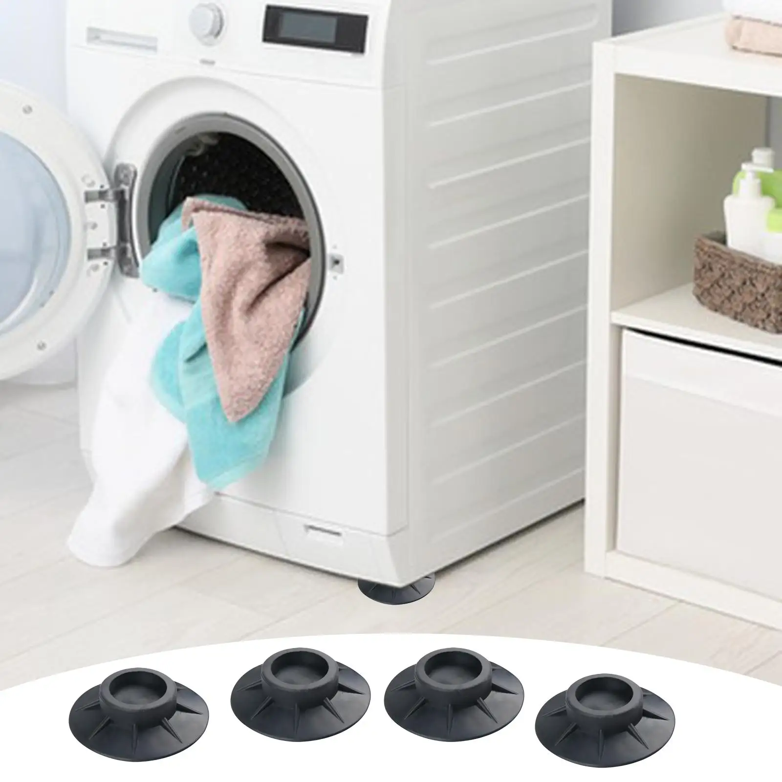 Set of 4 Anitivibration Pad Silent Washers Moisture Mats Protects Laundry Room Floor Stand Dryer Pedestals for Refrigerator