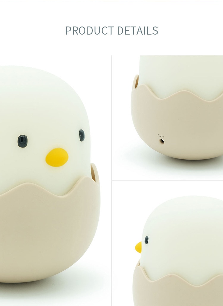 Duck Silicone Night Light for Children With Timer Usb Rechargeable Dimming Touch Lamp Sleeping Bedroom Cartoon Animal Decor Gift