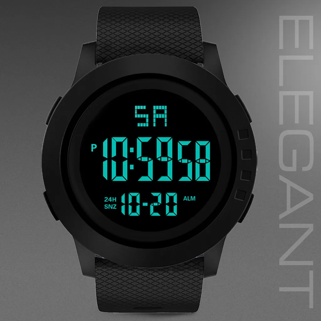 Luxury Military Sport Watch Men Waterproof Round Dial Nylon Strap Band Quartz Wrist Watch Outdoor Date LED Digital Watches