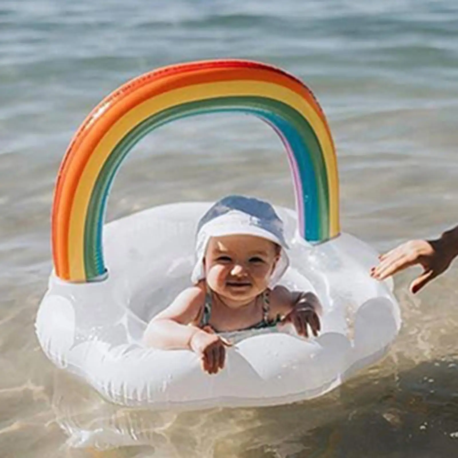 Rainbow Cloud Baby Swimming Ring with Seat Safety Training Swim Aid Toy Swim Rings for Kids Infant Newborn Toddlers Baby