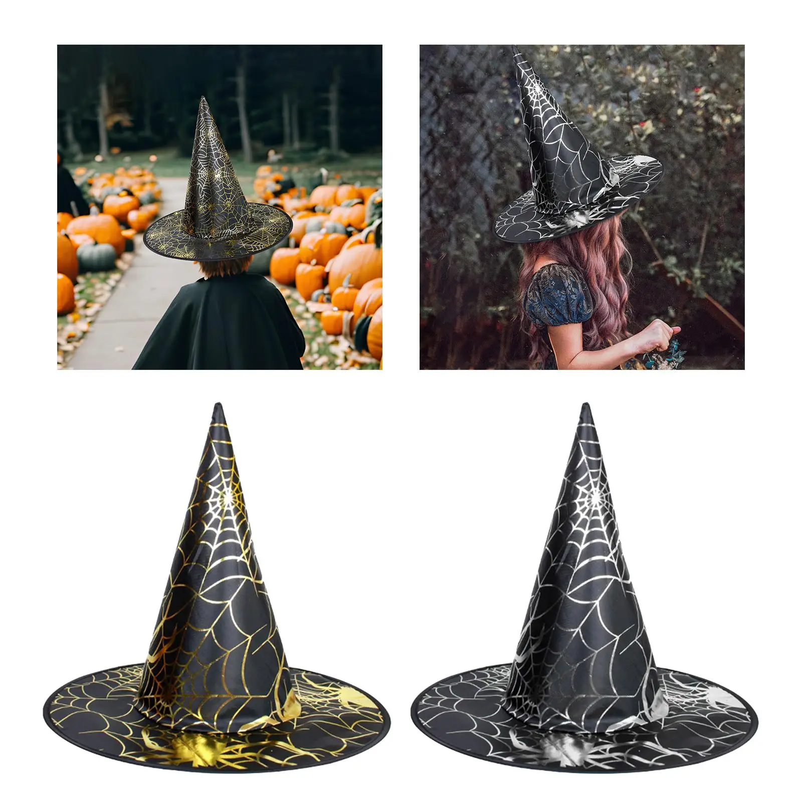 Witch Hat Fancy Dress Masquerade Creative Costume Accessory Show Pointed Hat for Kids Adult Men Women Unisex Role Play Festivals