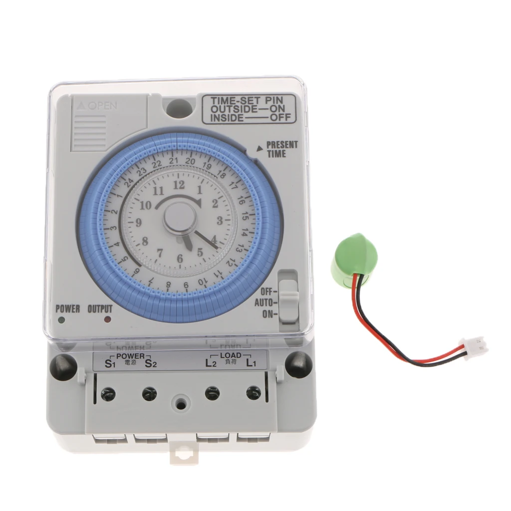 100V-240VAC Mechanical Time Switch Chronometry Timer with Cover 24h Time Range