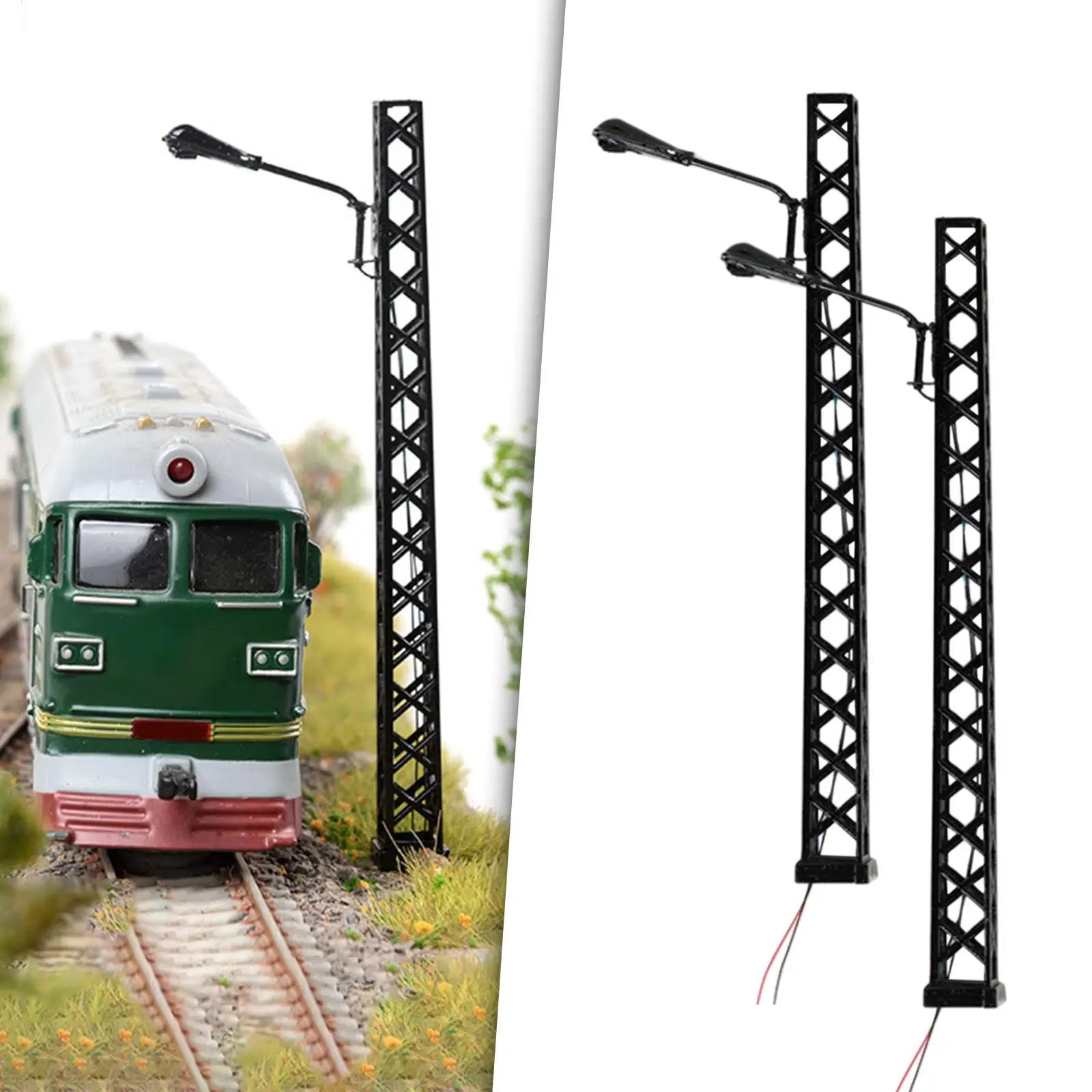 2 Pieces 1:8 Lattice Mast Light  Decorative Miniature Building Street Lamp Lamppost Landscape Model  Railway