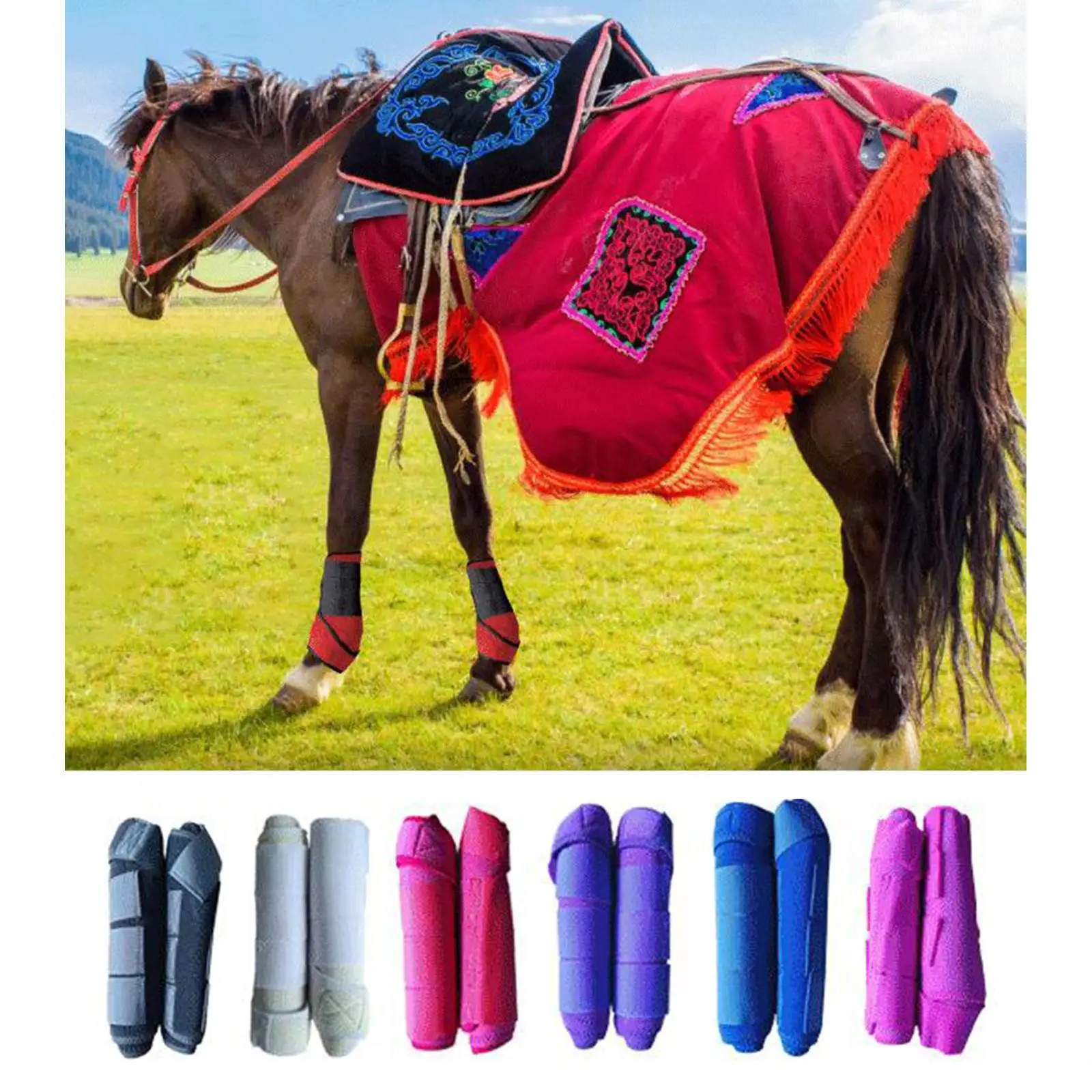 Horse Leg Brushing Boots Front Rear Leg Tendon Protector Equestrian Support Boot