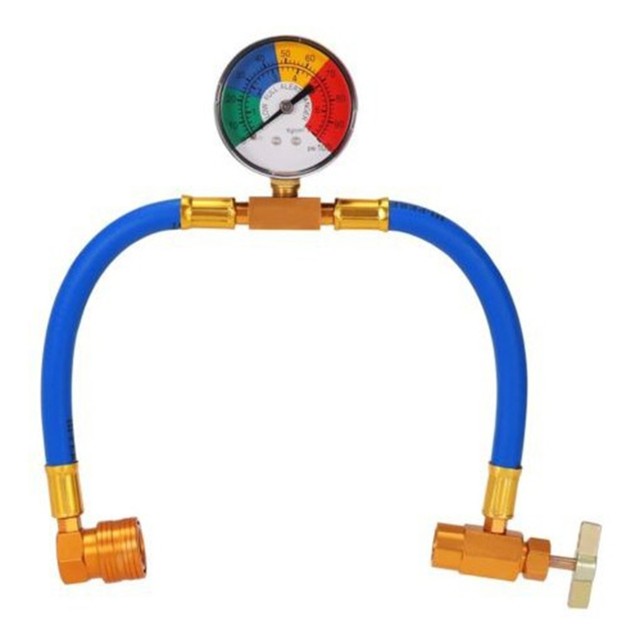 Kit Tubo Ricarica Refrigerante R134A - Con Manometro Per Condizionatore Auto, Filettatura 1/2