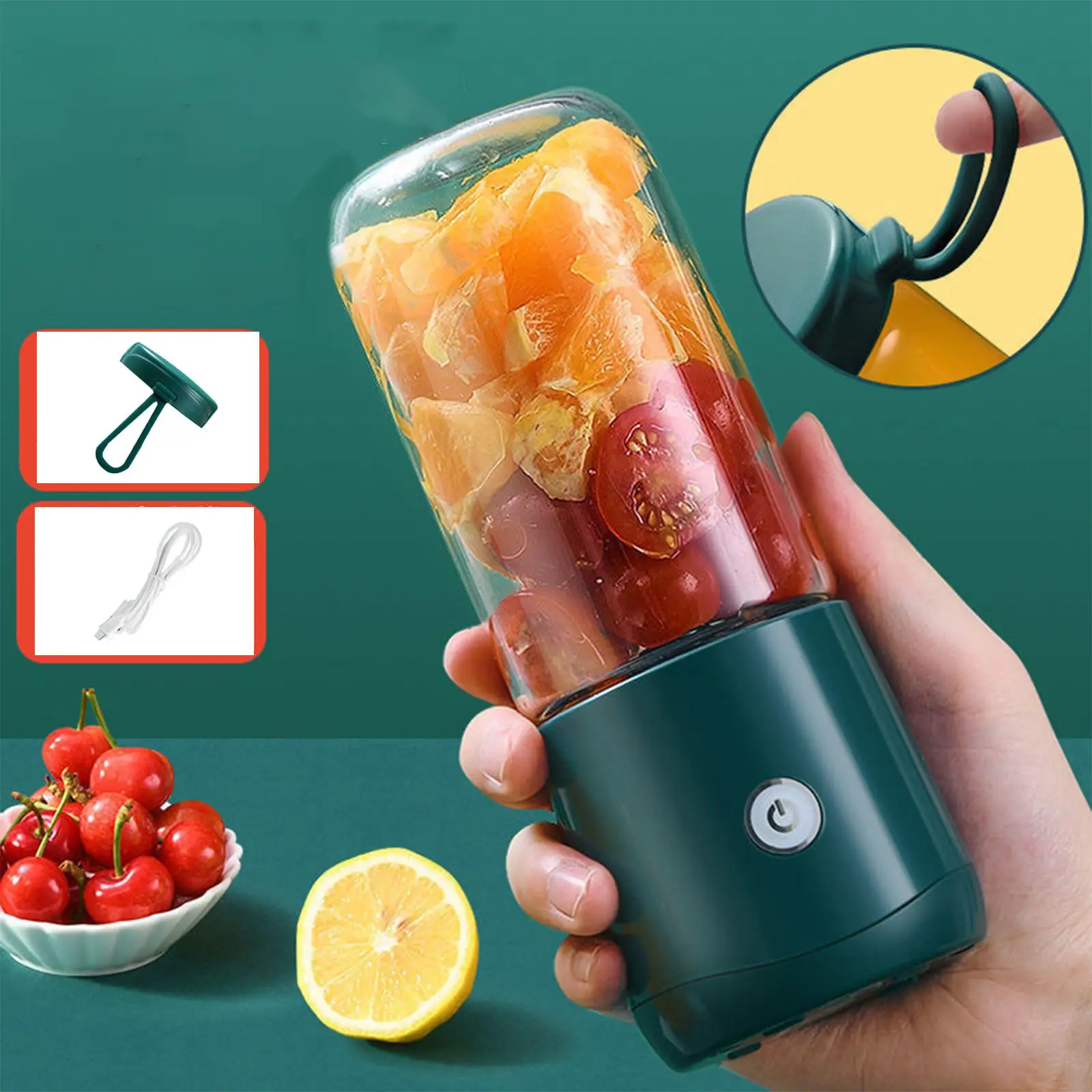 Handheld Juicer USB Rechargeable Powerful Fruit Lemons Oranges Blender Smoothies Mixer 380ml Stainless Steel Orange Juicer Mixer