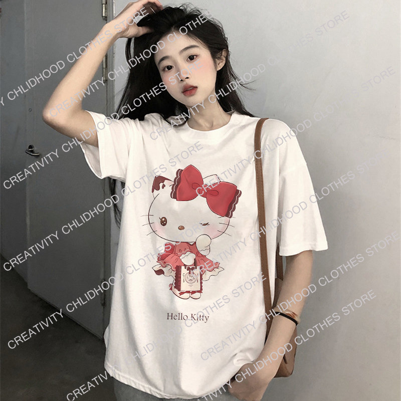 Y2k T Camisas Kawaii Sanrio Cinnamoroll Kuromi