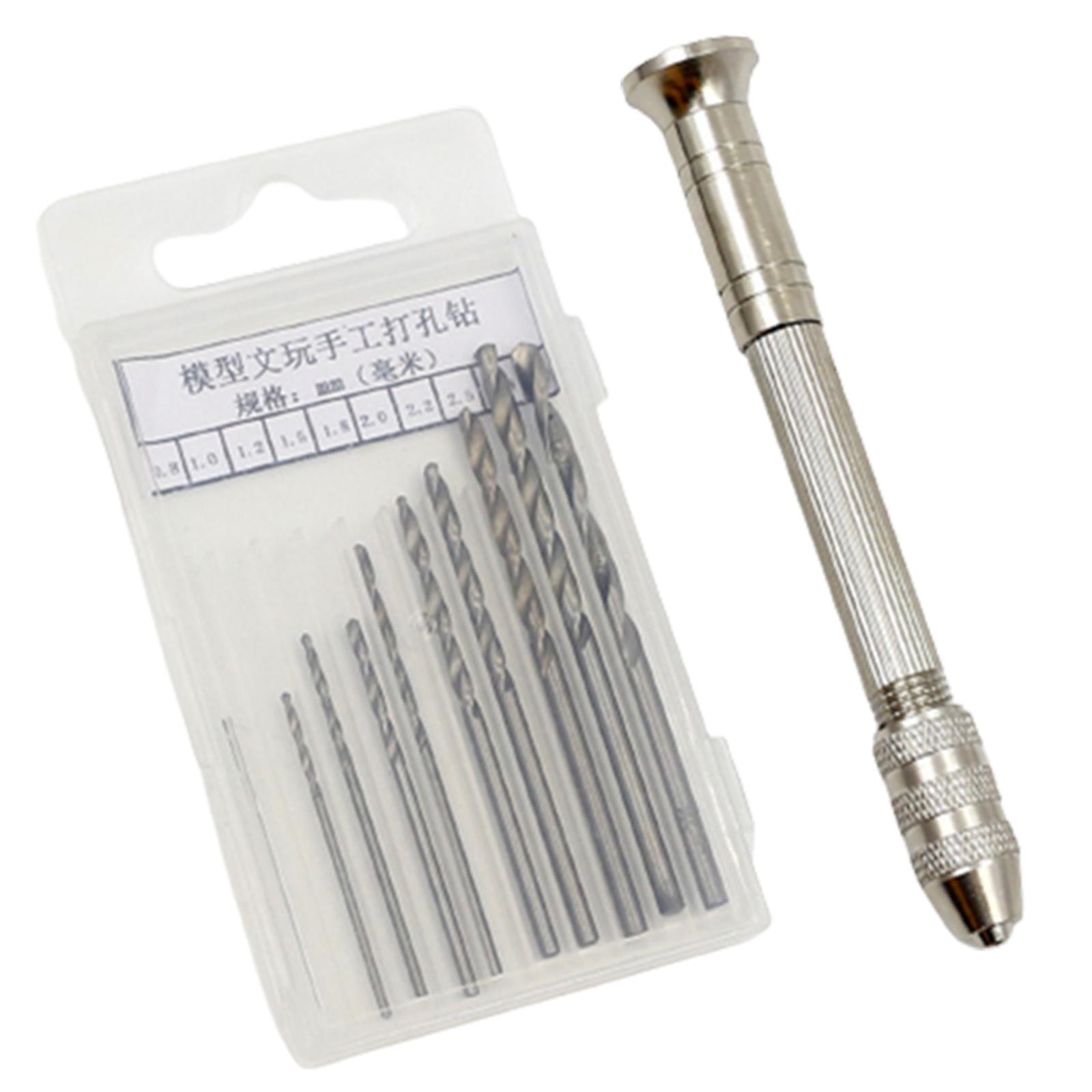 Pin Vise Hand Drill Bits 0.5-3.0mm Mini Twist Drill Bits Set for Model Making Tipped Bead