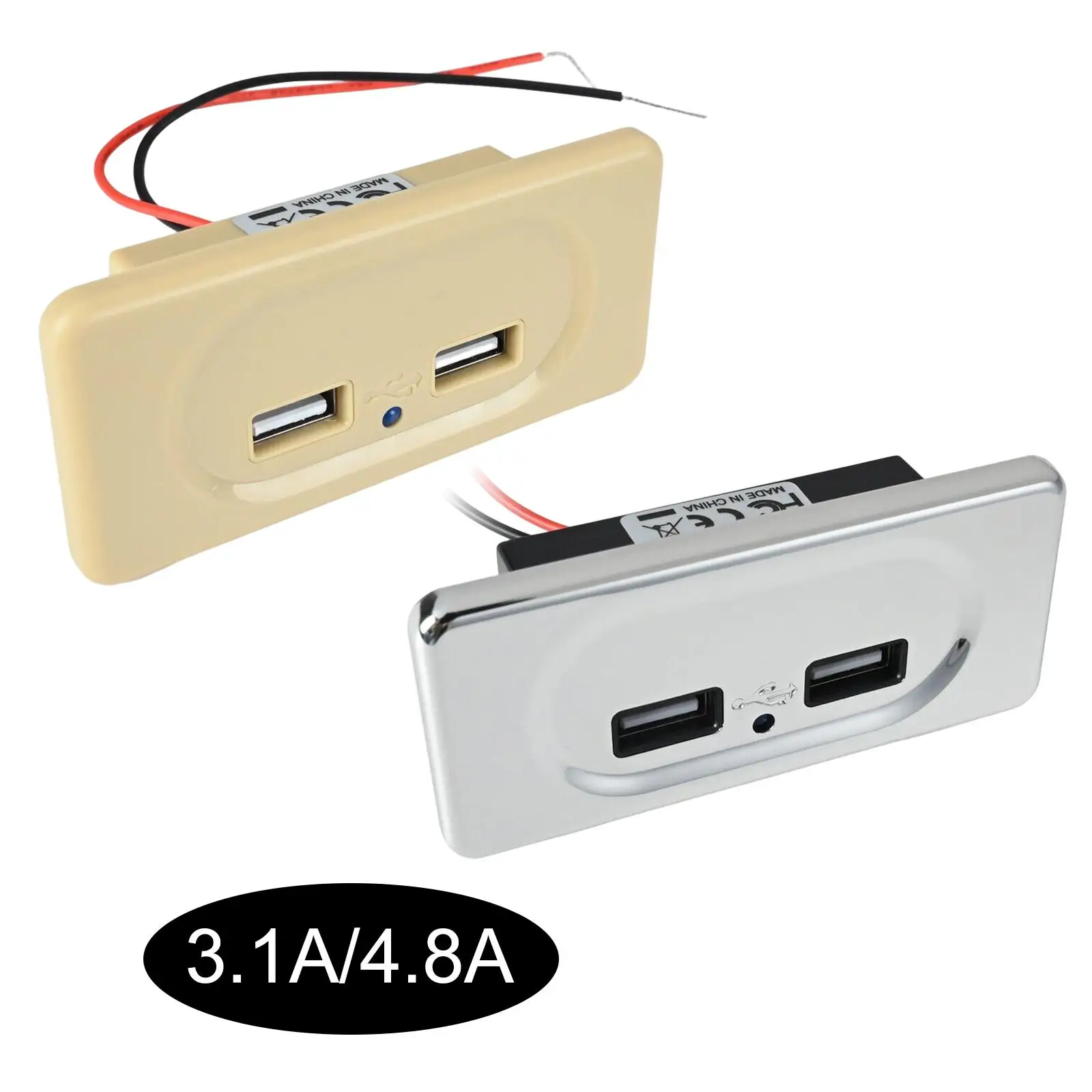 12V - 24V Car Dual USB Charger socket Charging Dual Port Socket Panel Charger for Tablet MP3 Mobile Phone