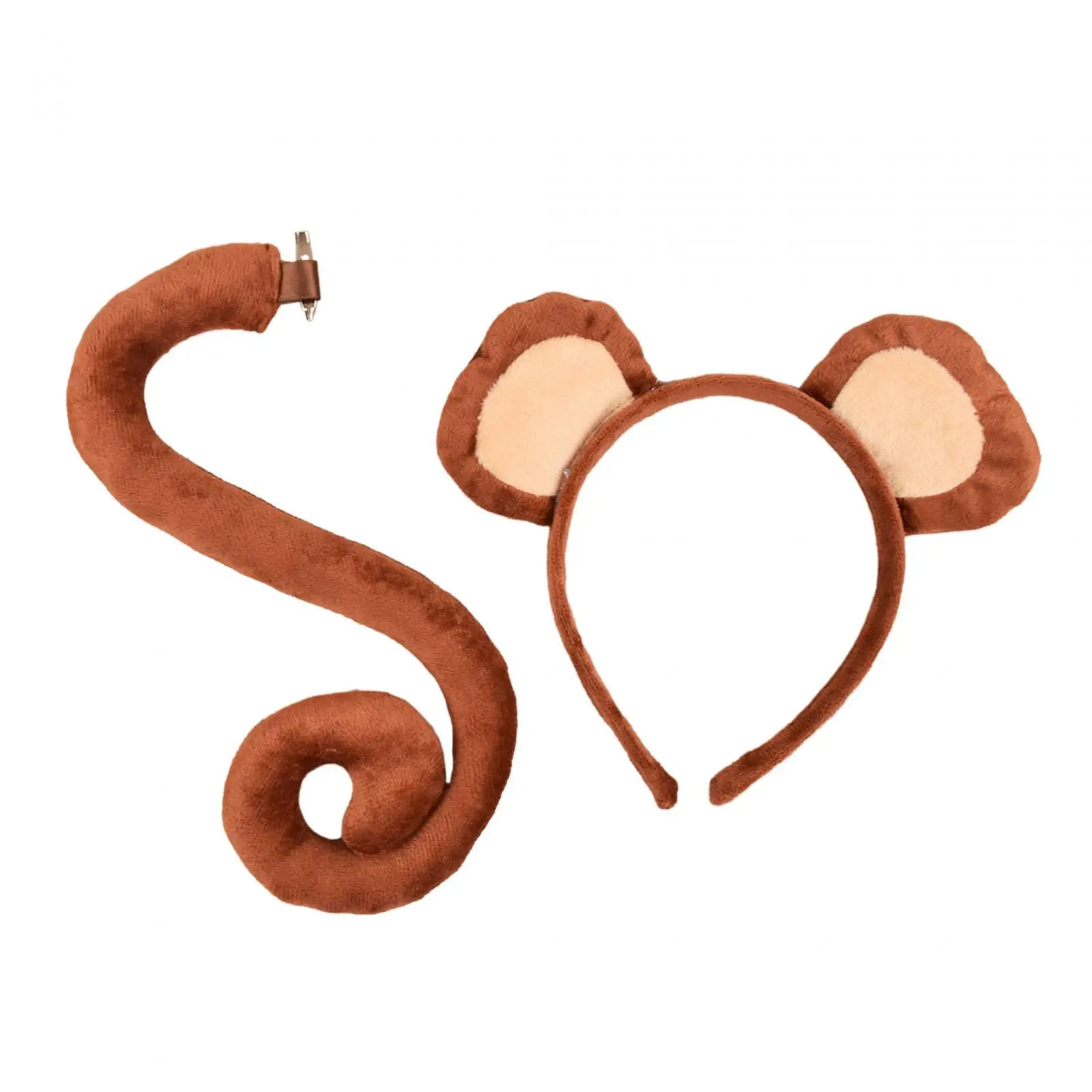 Monkey Ears and Tail Set Cute for Animals Themed Parties Festival Birthday