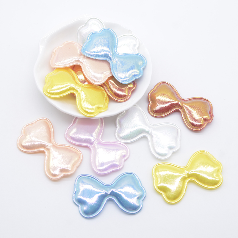 50 Stücke 45*28mm Kawaii Gepolsterte Schleife Applikation für DIY Baby Kopfbedeckungen Haarspangen Dekor Zubehör Mädchen Kleidung Hut Nähen Patches – Detail 1